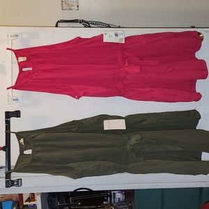 2 for 1. Bebop. Rompers olive and fuschia . Sz L